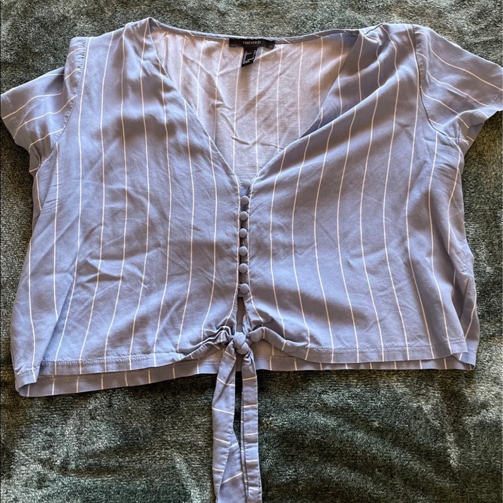 blue striped crop top